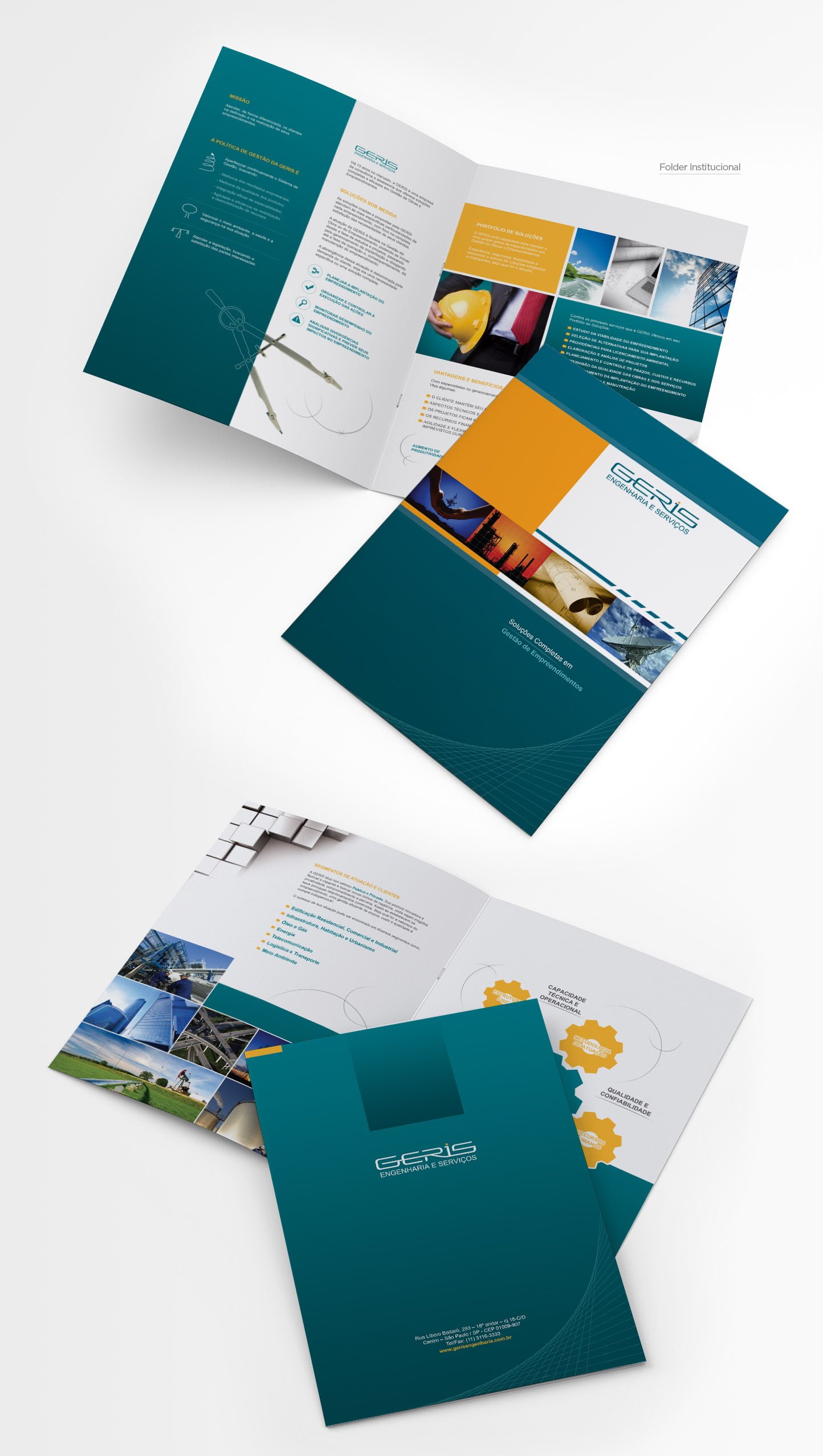 Folder Institucional Geris Engenharia Identidade Corporativa Design Criação